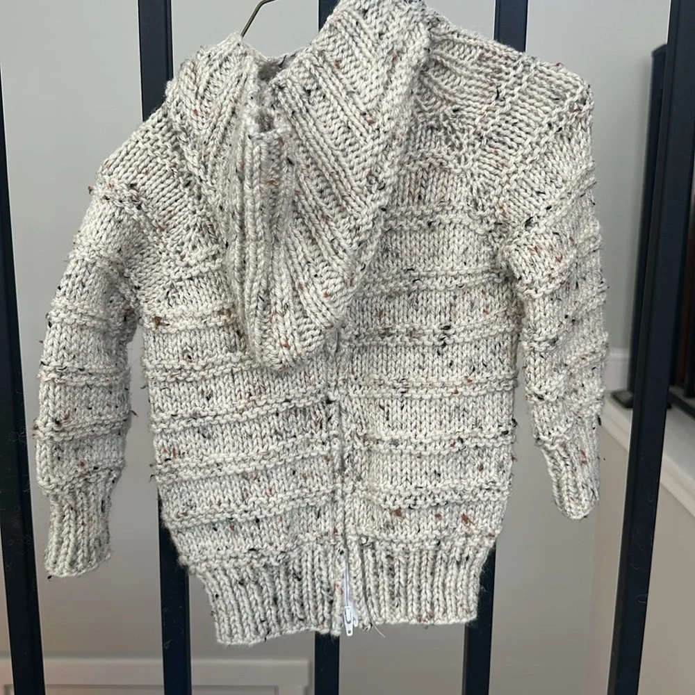 Hand Knitting Hooded Sweater Back Zipper‎ 3T